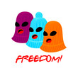 Colorful band in balaclava sing for freedom