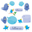 Set Of Blue Birds With Blobs