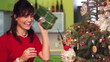 Video: Young woman catching christmas present Young woman catching christmas present