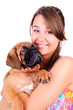 young woman with bullmastiff