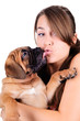 young woman with bullmastiff