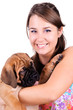 young woman with bullmastiff