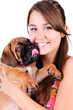 young woman with bullmastiff