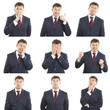 Foto: businessman face expressions composite isolated on white backgro businessman face expressions composite isolated on white backgro