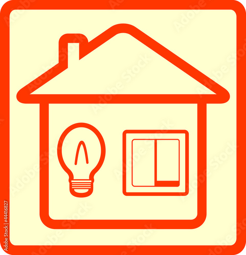 Vector: yellow icon symbol lighting with bulb and switch yellow icon symbol lighting with bulb and switch