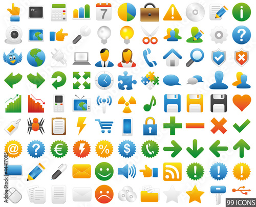 Vector: 99 Web Icon Internet Business Button Set - bunt - blau grün gelb 99 Web Icon Internet Business Button Set - bunt - blau grün gelb