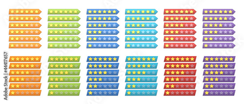 Illustration: A complete set of colorful rating stars for web A complete set of colorful rating stars for web