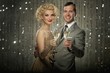 Retro couple with glasses of champagne