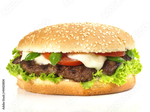 Foto: Hamburger mit Tomate und Mozzarella Hamburger mit Tomate und Mozzarella