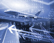 Plane against business background