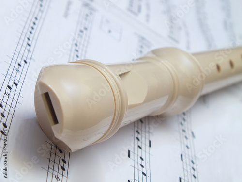 Photo: White recorder instrument White recorder instrument