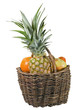 basket with fruits on white