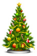 vector illustration of decorated Christmas tree against white