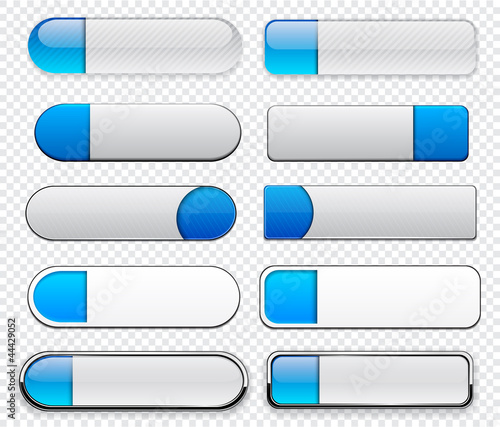 Vector: Blue high-detailed modern web buttons. Blue high-detailed modern web buttons.