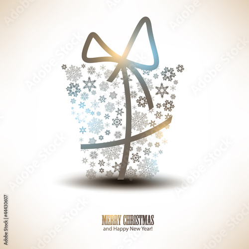 Vector: Christmas gift box made from snowflakes. Christmas background Christmas gift box made from snowflakes. Christmas background