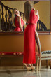Girl looks in mirror