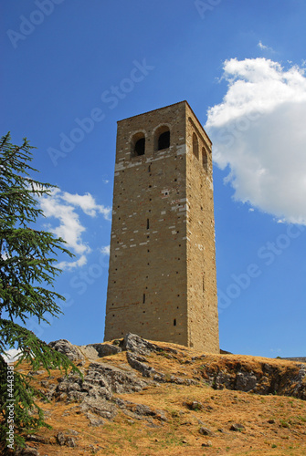 Photo: San-Leo village Cathedral impressive bell-tower. San-Leo village Cathedral impressive bell-tower.