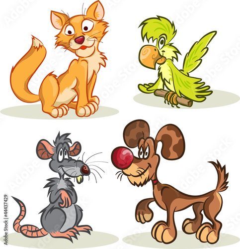 Vector: cat, dog, rat, parrot cat, dog, rat, parrot