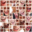 collage of 58 crying woman mouths with good teeth