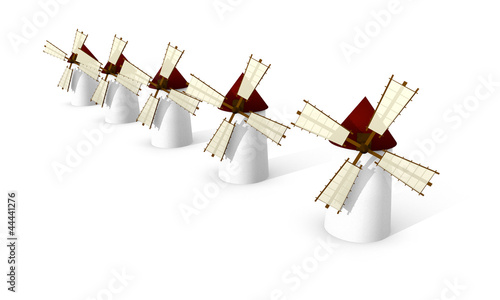 Illustration: Windmills on white background Windmills on white background