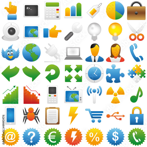 Vector: Web Icon Internet Business Button Set - bunt - blau grün gelb Web Icon Internet Business Button Set - bunt - blau grün gelb