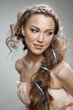 Beautiful woman with curly hair