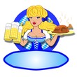 Kellnerin mit Brathähnchen und Bier