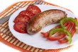 Grilled sausage with fresh vegetables