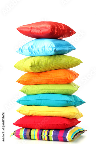 Photo: Colorful pillows isolated on white Colorful pillows isolated on white