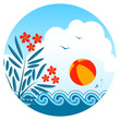Vector: oleander and beach ball oleander and beach ball