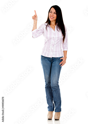Photo: Woman pointing something Woman pointing something