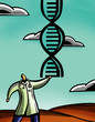 Doctor holding a pair of DNA double helix