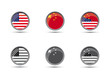 USA and China flag set buttons