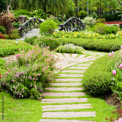 Photo: Landscaping in the garden. The path in the garden. Landscaping in the garden. The path in the garden.