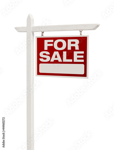 Photo: Red For Sale Real Estate Sign on White with Clipping Path Red For Sale Real Estate Sign on White with Clipping Path