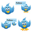Cartoon Vogel - Tweet - Like - Follow me