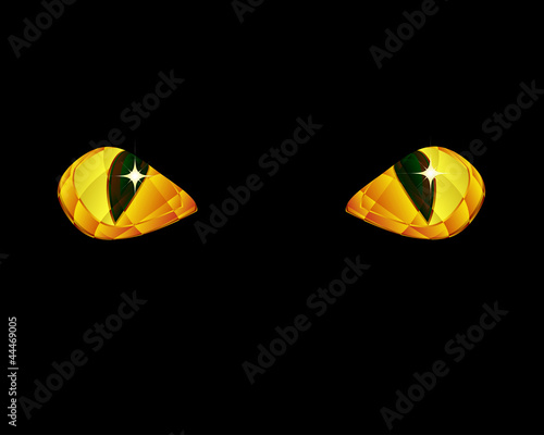 Vector: Shine yellow eyes on black background. Shine yellow eyes on black background.