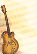 Bass Guitar on music background with handmade notes.