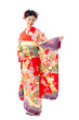 japanese kimono woman on white background