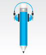 Pencil  and headphones blue illustrations
