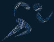 Illustration: athletic running pictogram on blue background athletic running pictogram on blue background