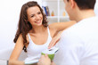 Young happy couple at hone together s