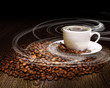 Coffee beans and white cup