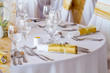 table set for a wedding dinner