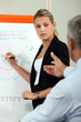 Employee giving presentation to boss