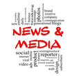 News and Media Word Cloud Concept in red & black