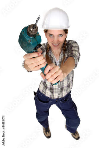 Photo: Woman with a power drill Woman with a power drill