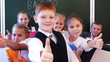Video: Group of successful schoolchildren showing thumb up together Group of successful schoolchildren showing thumb up together
