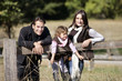 Family strolling in the countryside