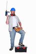Handyman showing off all of his tools